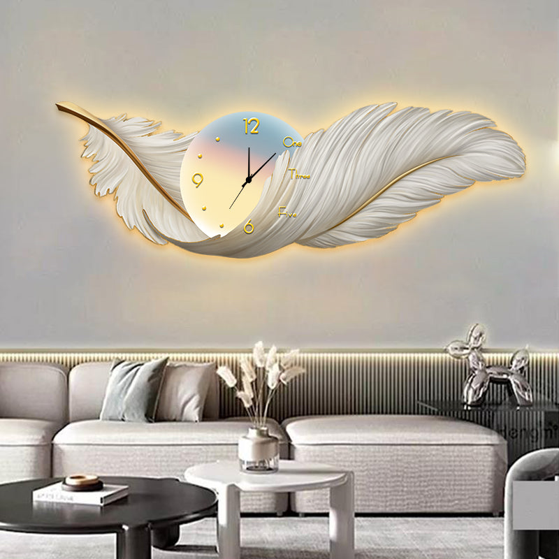 Ethereal Feather Wall Art with LED Border