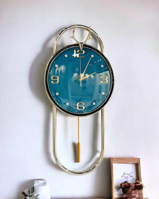 Round hanging clock |luxury wall clocks (blue)