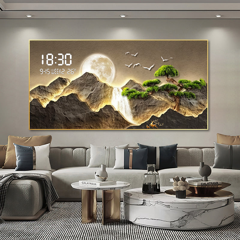 Luminous Mountain and Moon Crystal Painting