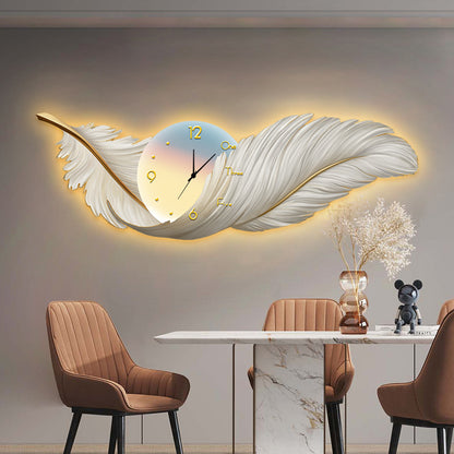 Ethereal Feather Wall Art with LED Border