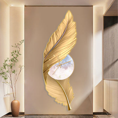 Golden Feather Splendor: LED Wall Art