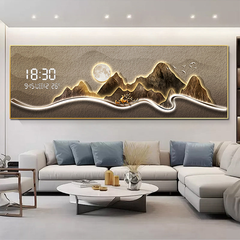 5D Diamond Porcelain Art with Integrated Digital Clock and LED Display