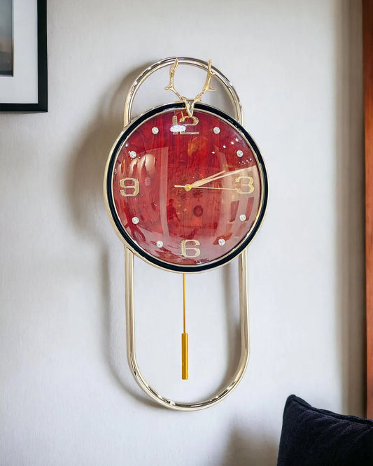 Round hanging clock |luxury wall clocks (red)