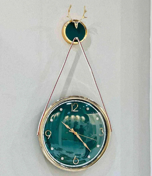 Round hanging belt clock |luxury wall clocks (green)