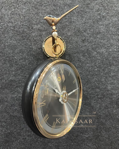Kalasaar Luxury Double-Sided Wall Clock | 10.25-inch Steampunk Gear & Bird Accent for Premium Home Decor