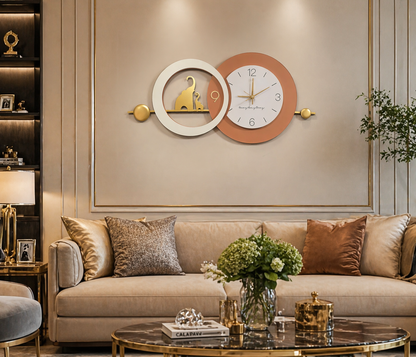 Luxury Elephant Designer Wall Clock – Modern Artistic Living Room Decor (80 x 38 cm)