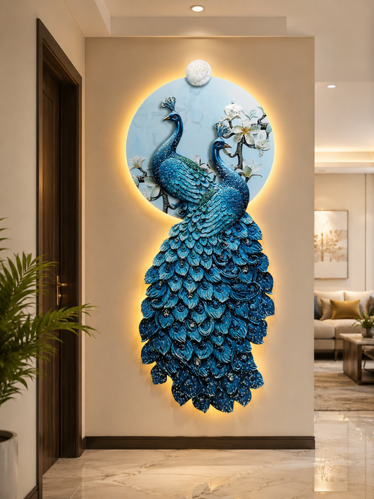 Modern Peacock Crystal Light Wall Art
