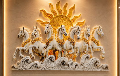 Luxury LED Seven Running Horses Wall Art