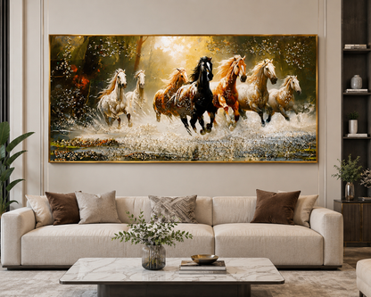 Seven Running Horses Crystal LED Painting