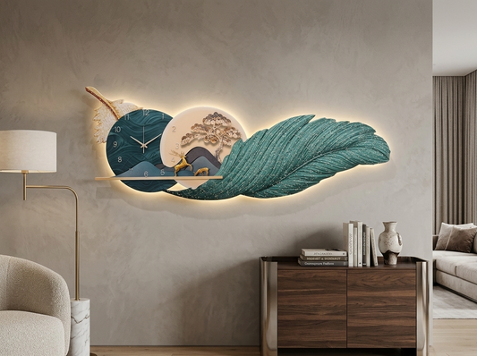 Kalasaar Elegant Feather & Deer LED Wall Clock