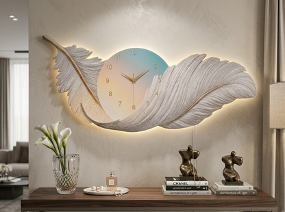 Ethereal Feather Wall Art with LED Border