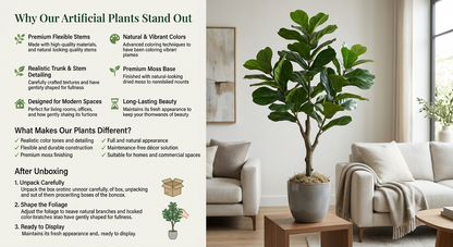 Kalasaar Decor Premium Rubber Plant Artificial Tree