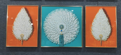 Contemporary Feather Crystal Artwork – Set of 3