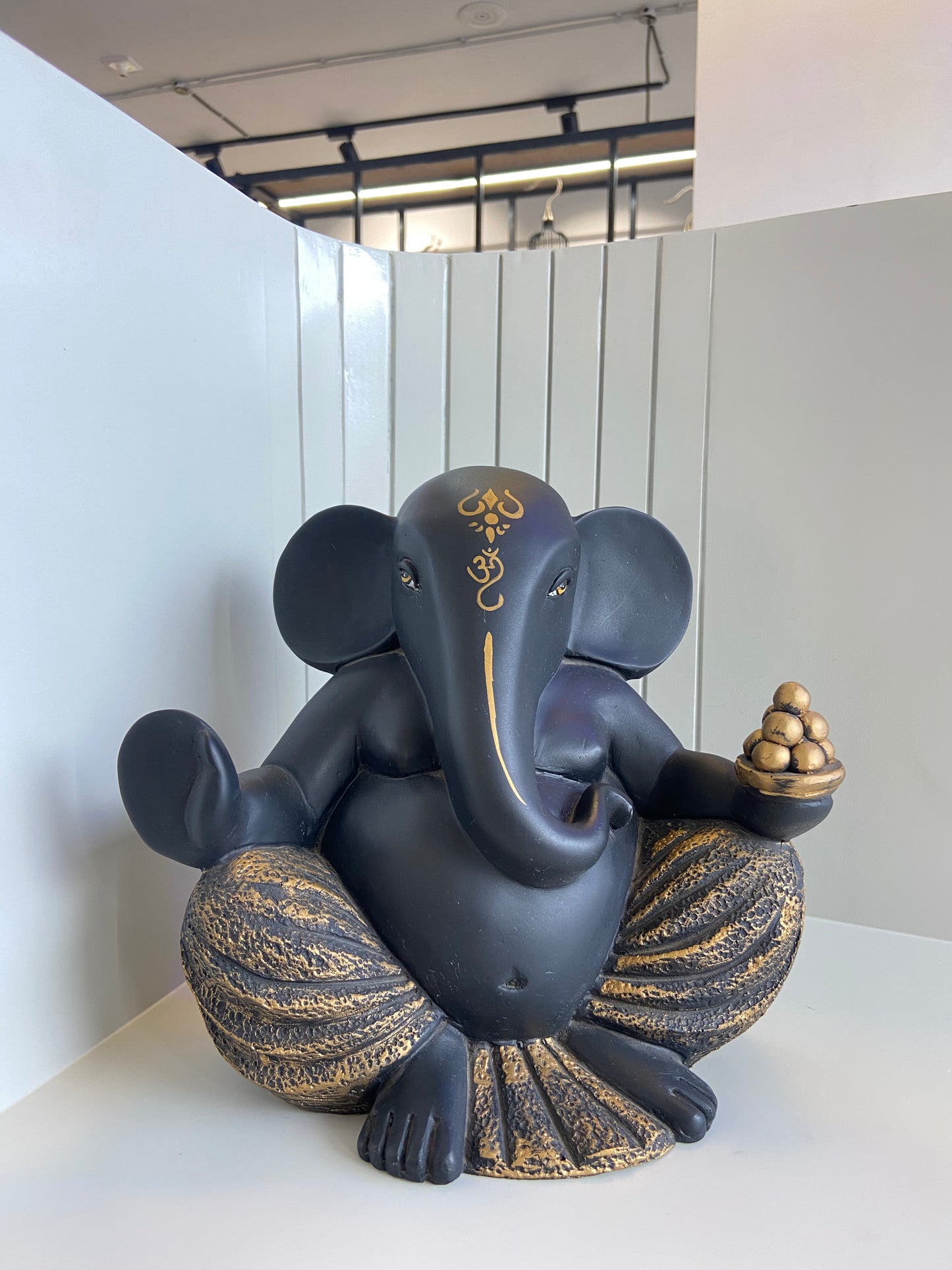 Minimalist Matte Black Ganesha Artifact