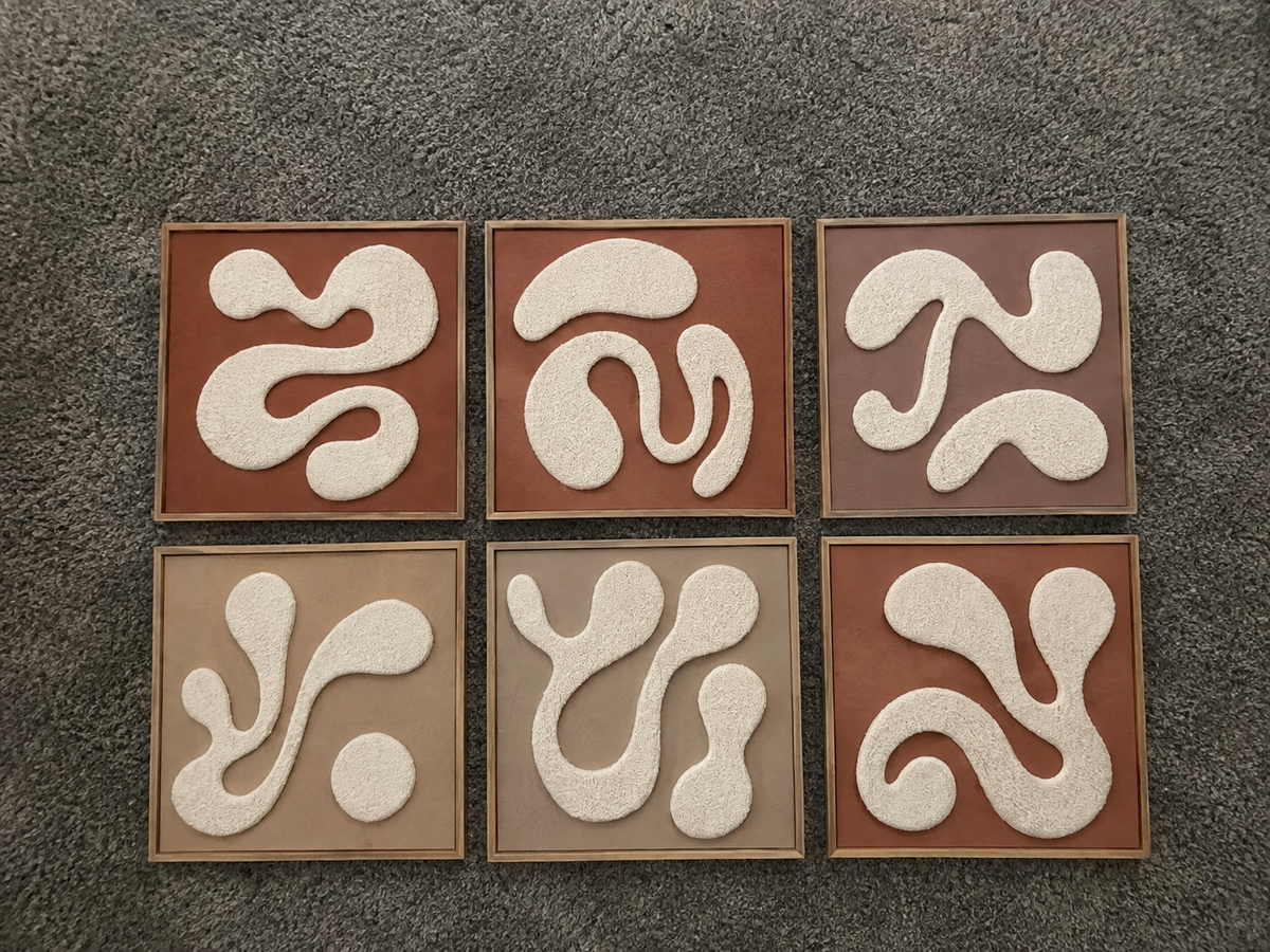 Artisanal 3D Textured Sand Art Set of 6