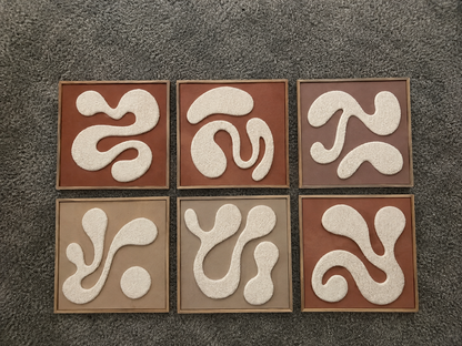 Artisanal 3D Textured Sand Art Set of 6