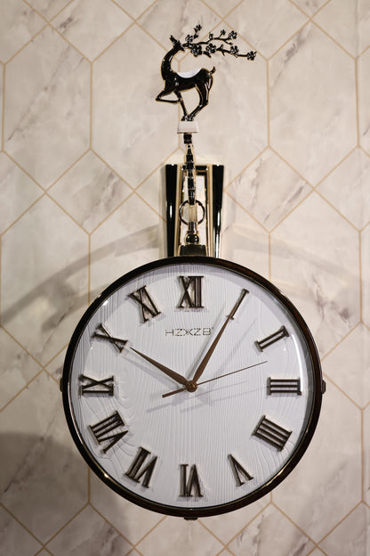 Timeless White Double-Sided Hanging Clock