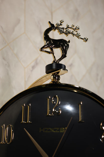 Black Deer Mount Double-Faced Wall Clock