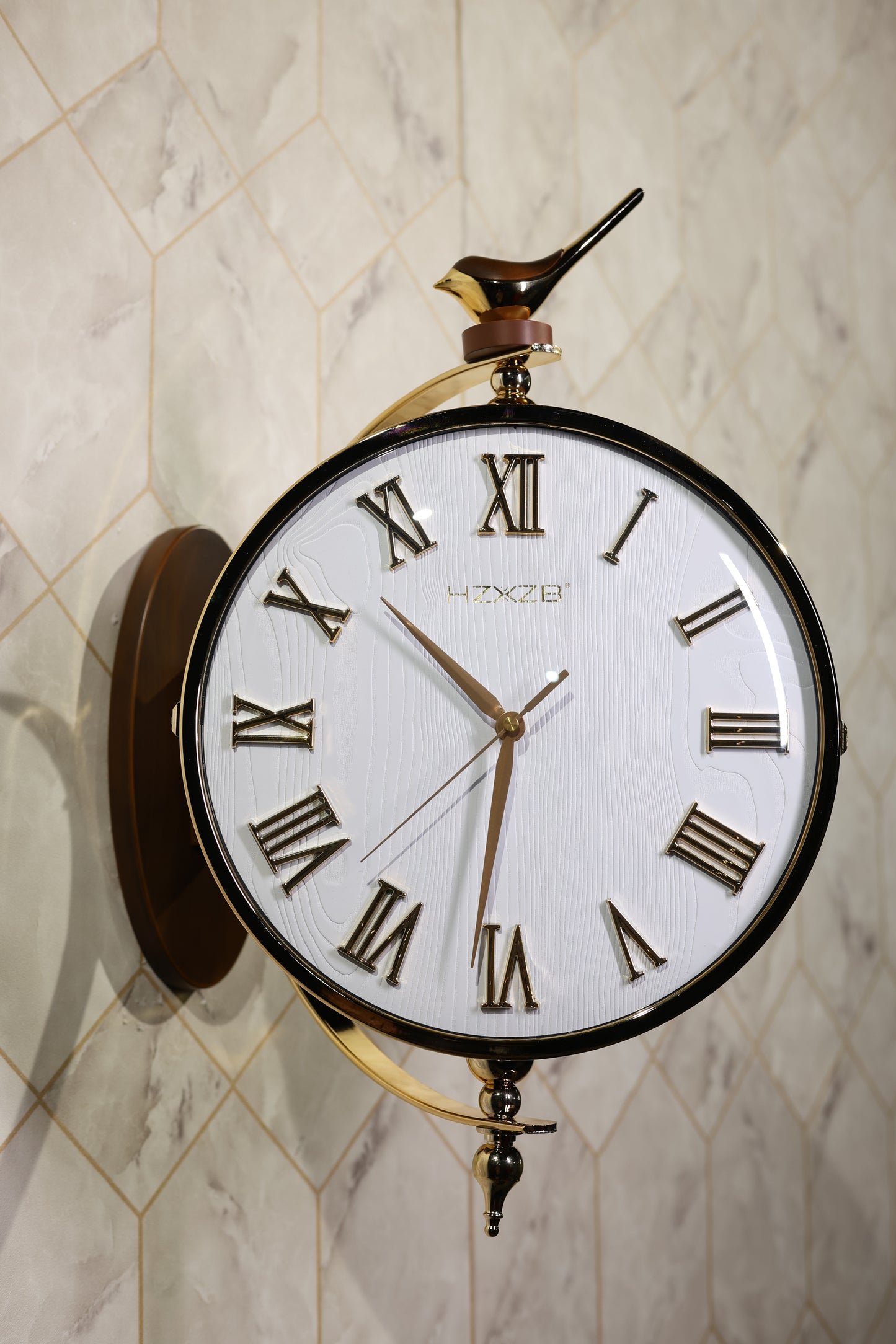 Brown & White Deer Mount Double-Faced Wall Clock