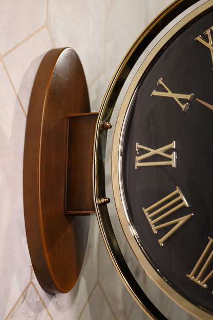 Sparrow Antler Double-Sided Wall Clock in Chic Black & Brown