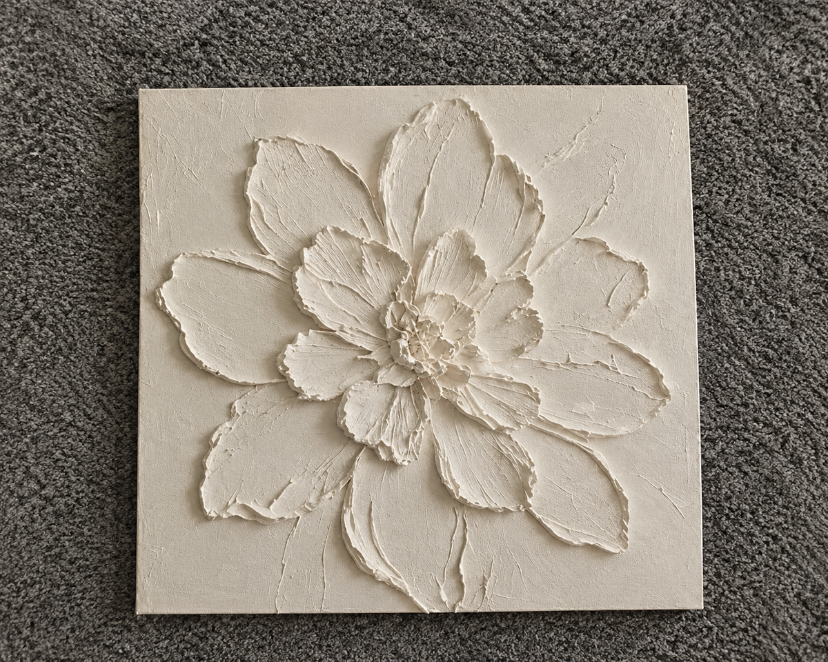 Ivory Blossom – Elegant Handmade Textured Floral Art