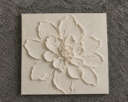 Ivory Blossom – Elegant Handmade Textured Floral Art