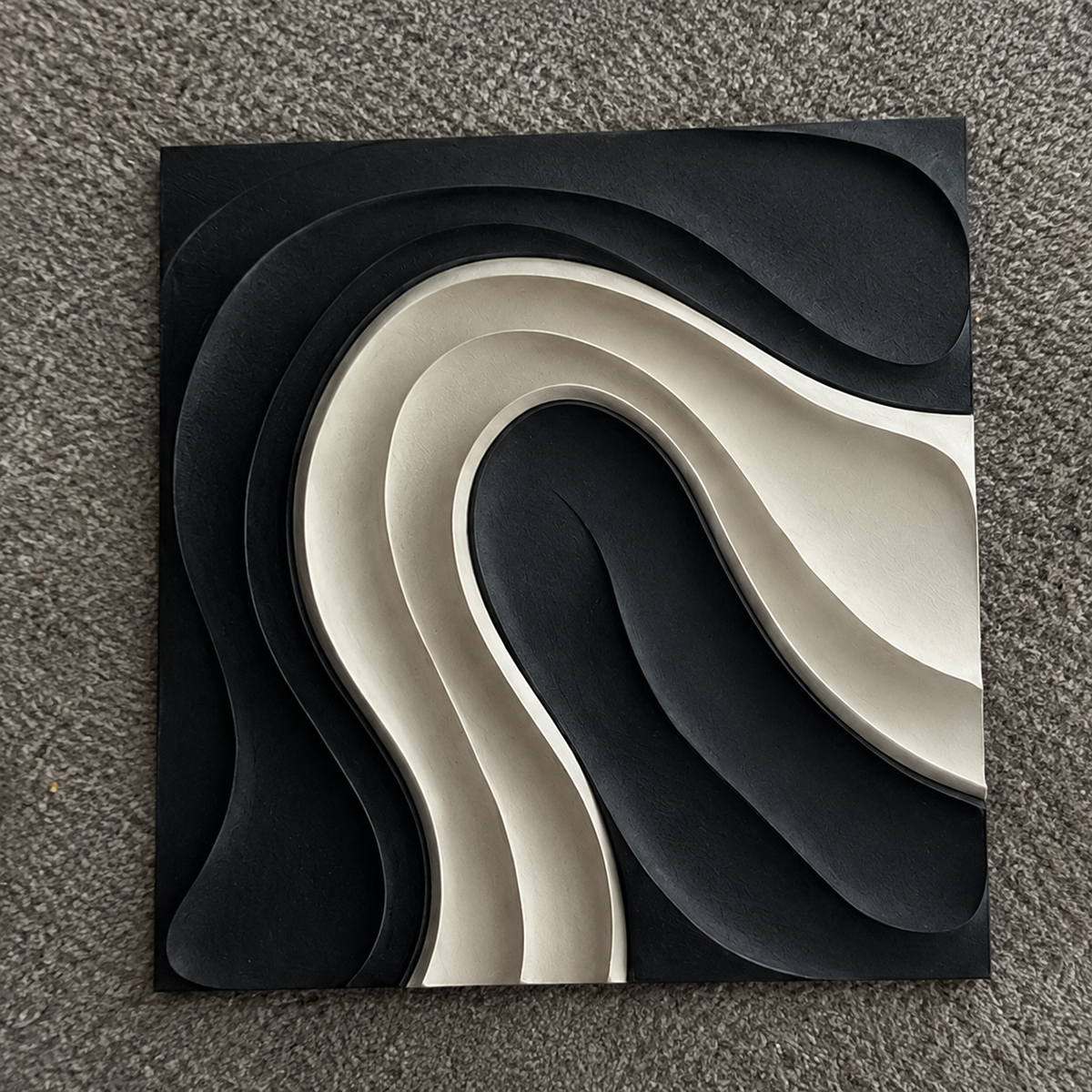 Monochrome Flow – Contemporary Handmade Textured Wall Art
