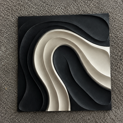 Monochrome Flow – Contemporary Handmade Textured Wall Art