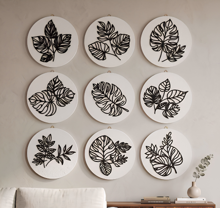 Artisanal 3D Botanical Sand Art Set of 9