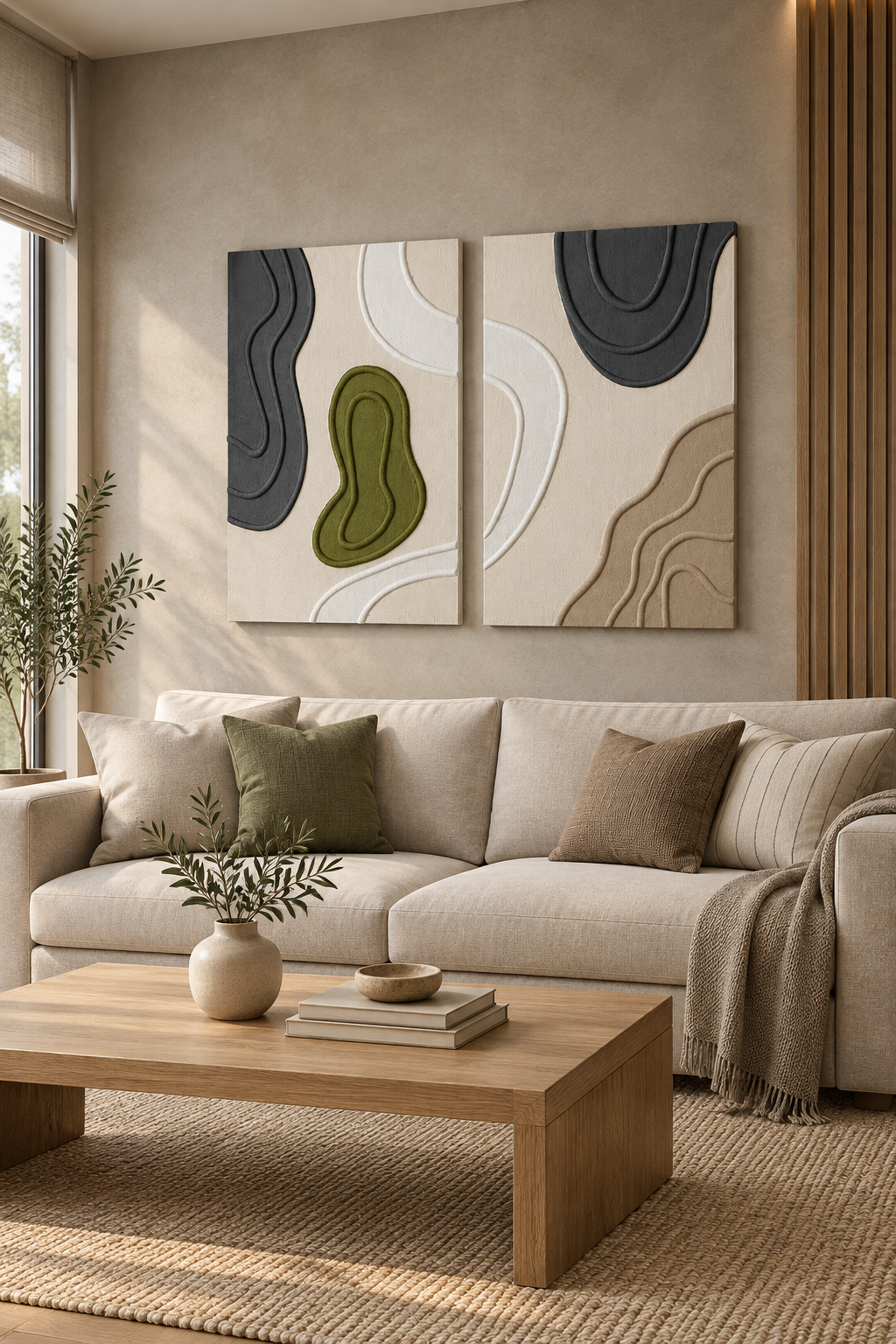 Olive Flow – Contemporary Textured Abstract Wall Art