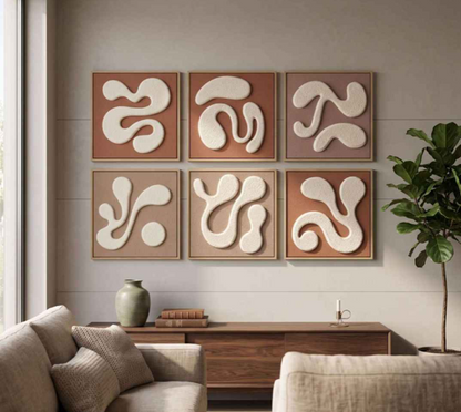 Artisanal 3D Textured Sand Art Set of 6
