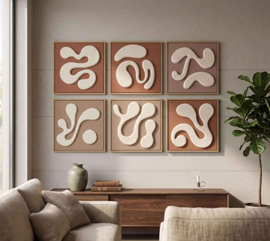 Artisanal 3D Textured Sand Art Set of 6