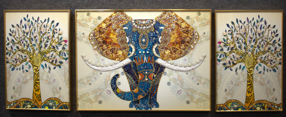 Royal Elephant Crystal Wall Art with Aluminium Frame