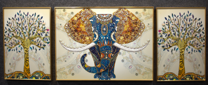 Royal Elephant Crystal Wall Art with Aluminium Frame