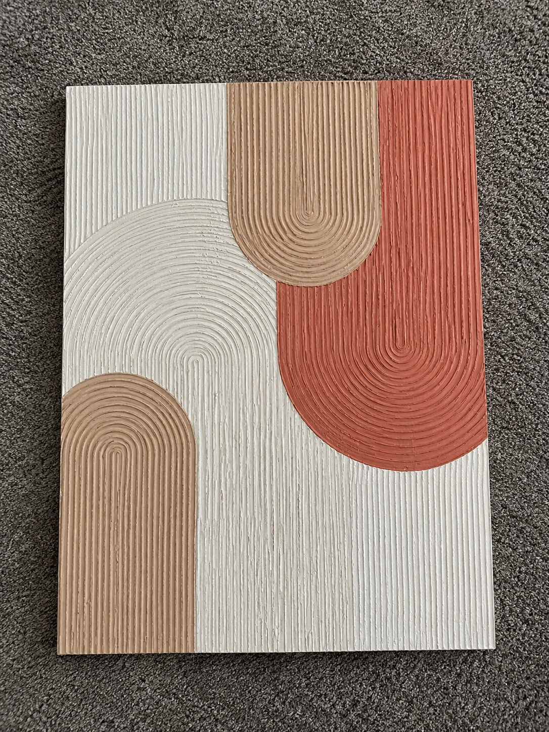 Terracotta Flow – Handmade 3D Textured Abstract Wall Art in Ivory, Beige & Rust