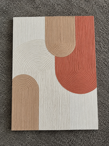 Terracotta Flow – Handmade 3D Textured Abstract Wall Art in Ivory, Beige & Rust