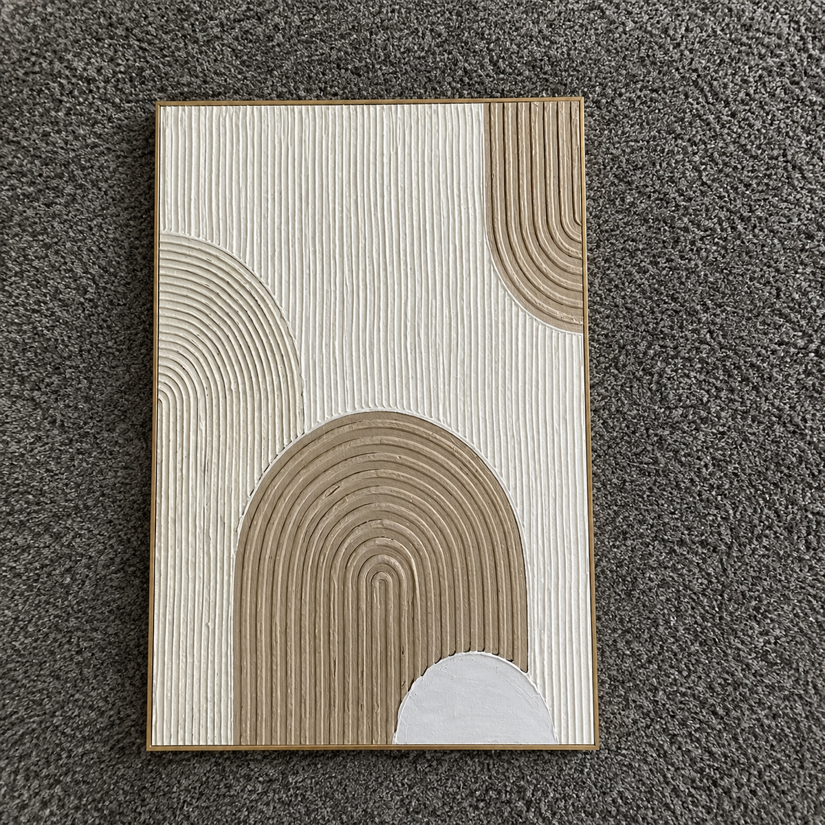 Earthy Arches – Minimalist Geometric Textured Painting with Neutral Tones
