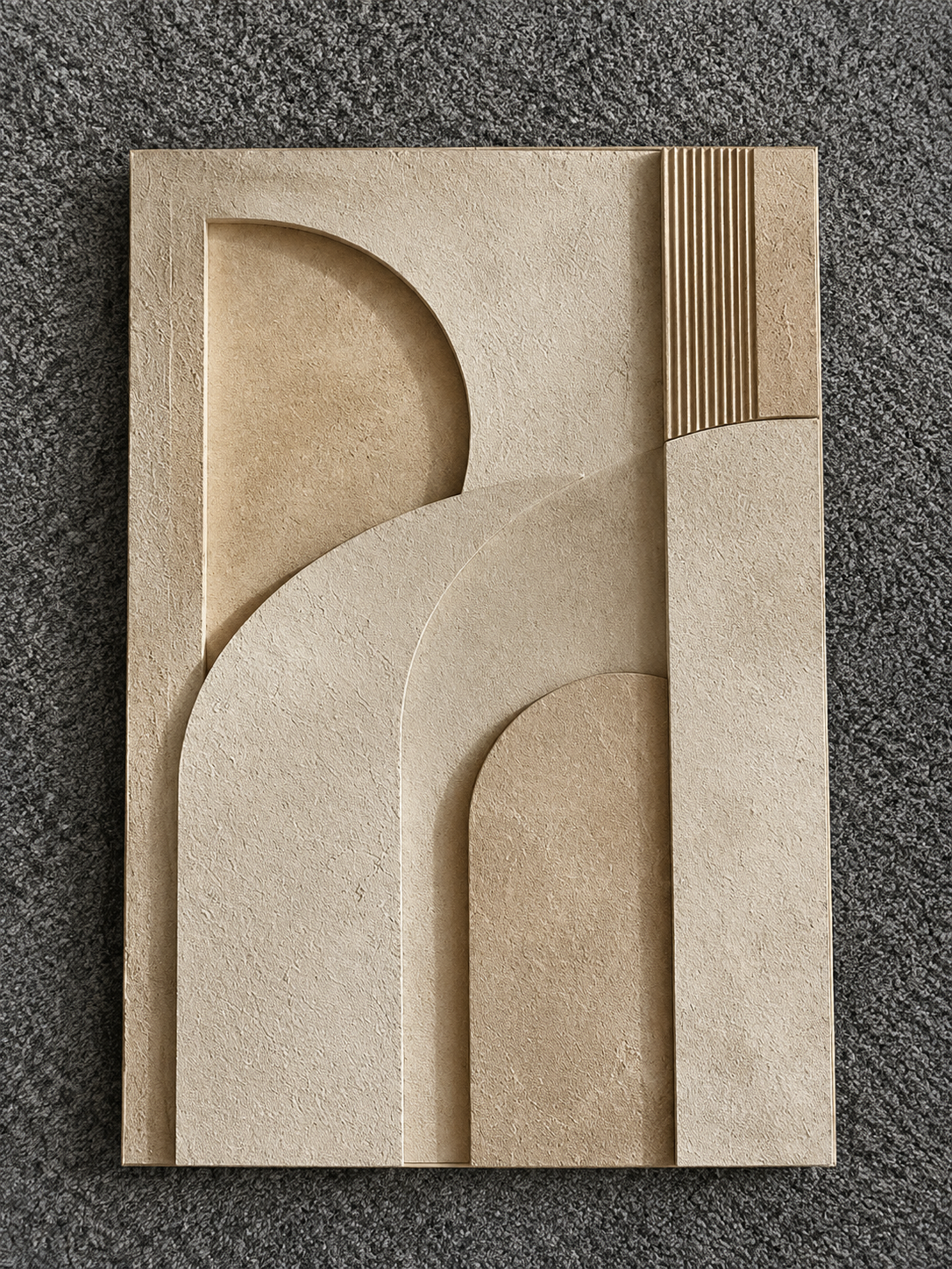 Desert Arch – Handmade 3D Textured Abstract Wall Art in Sand Beige & Warm Taupe
