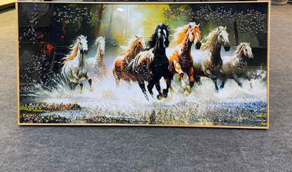 Seven Running Horses Crystal LED Painting
