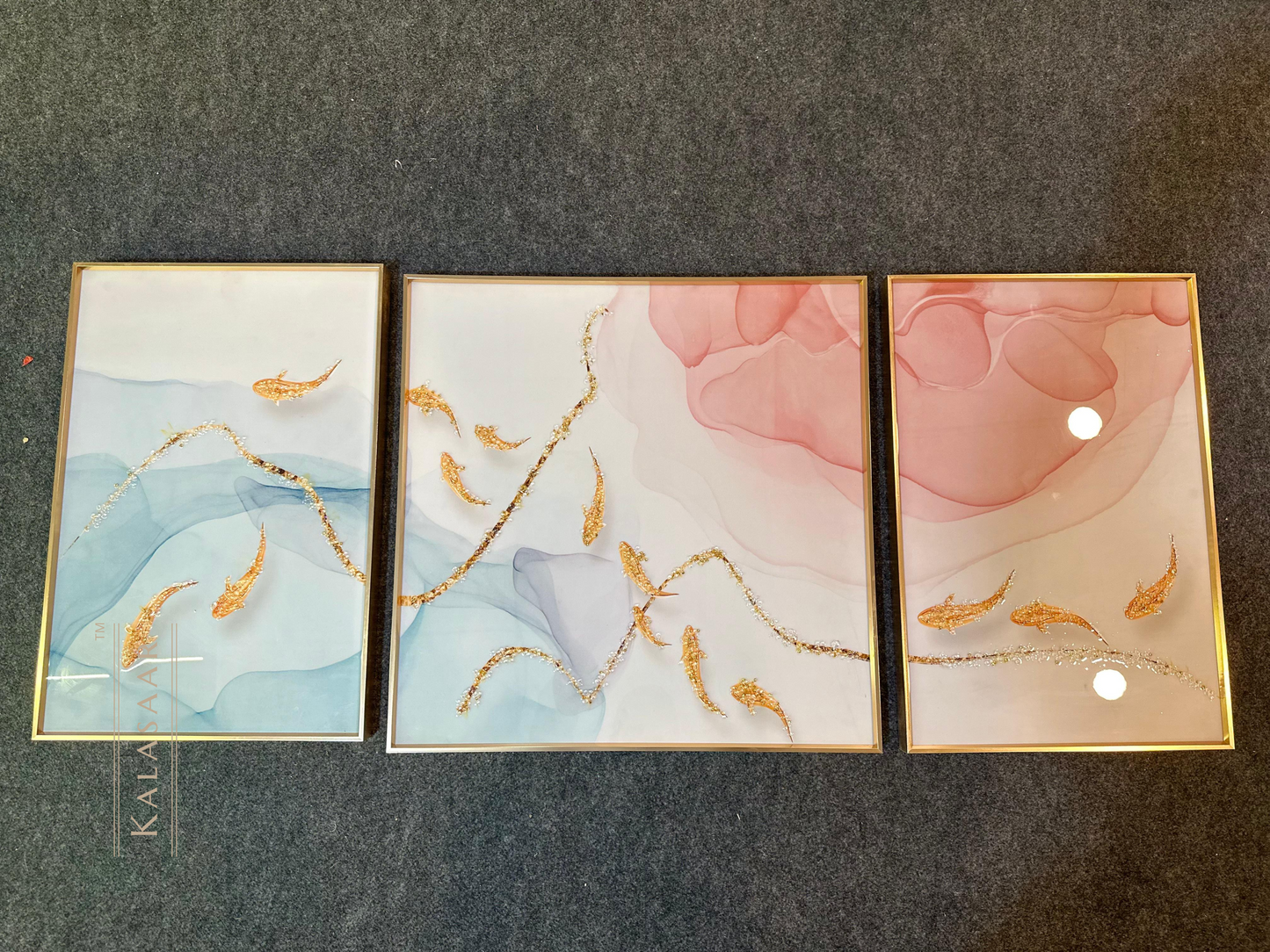 Ethereal Flow – 3-Piece Koi Fish Crystal Painting Set | Customizable Size