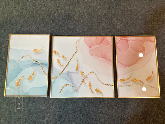 Ethereal Flow – 3-Piece Koi Fish Crystal Painting Set | Customizable Size