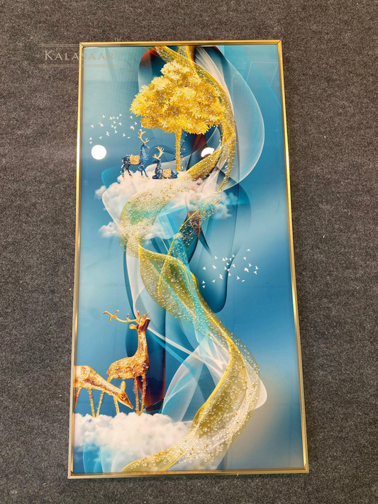 Golden Serenity – LED Crystal Wall Art | Size Customizable