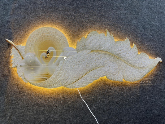 Golden Swan Symphony LED Wall Art – Elegant Luxury Decor