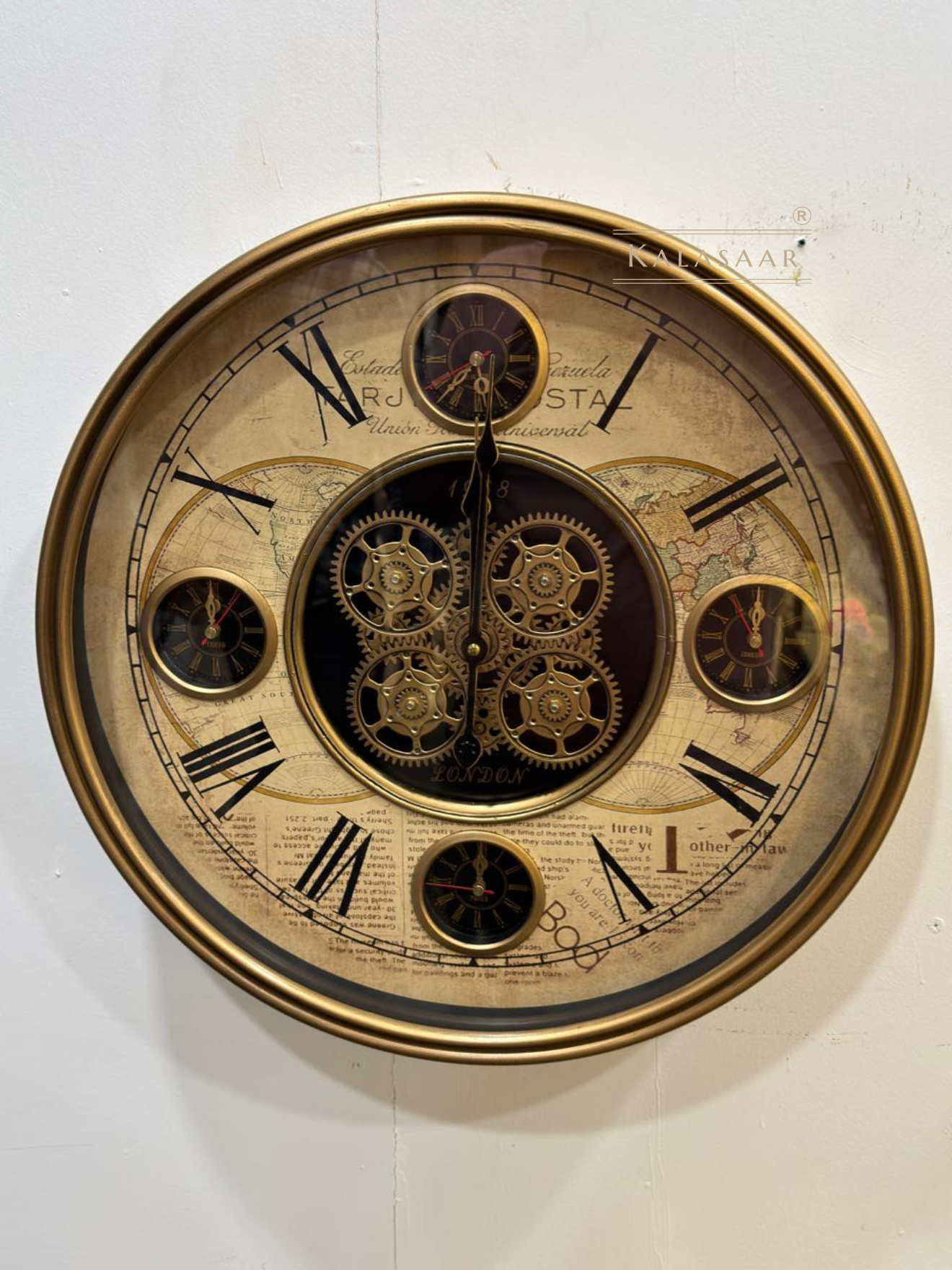 Premium Metal Gear Wall Clock with Working Sub-Dials