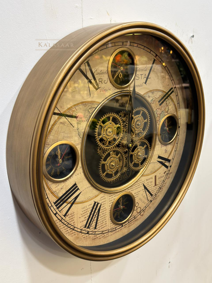 Premium Metal Gear Wall Clock with Working Sub-Dials