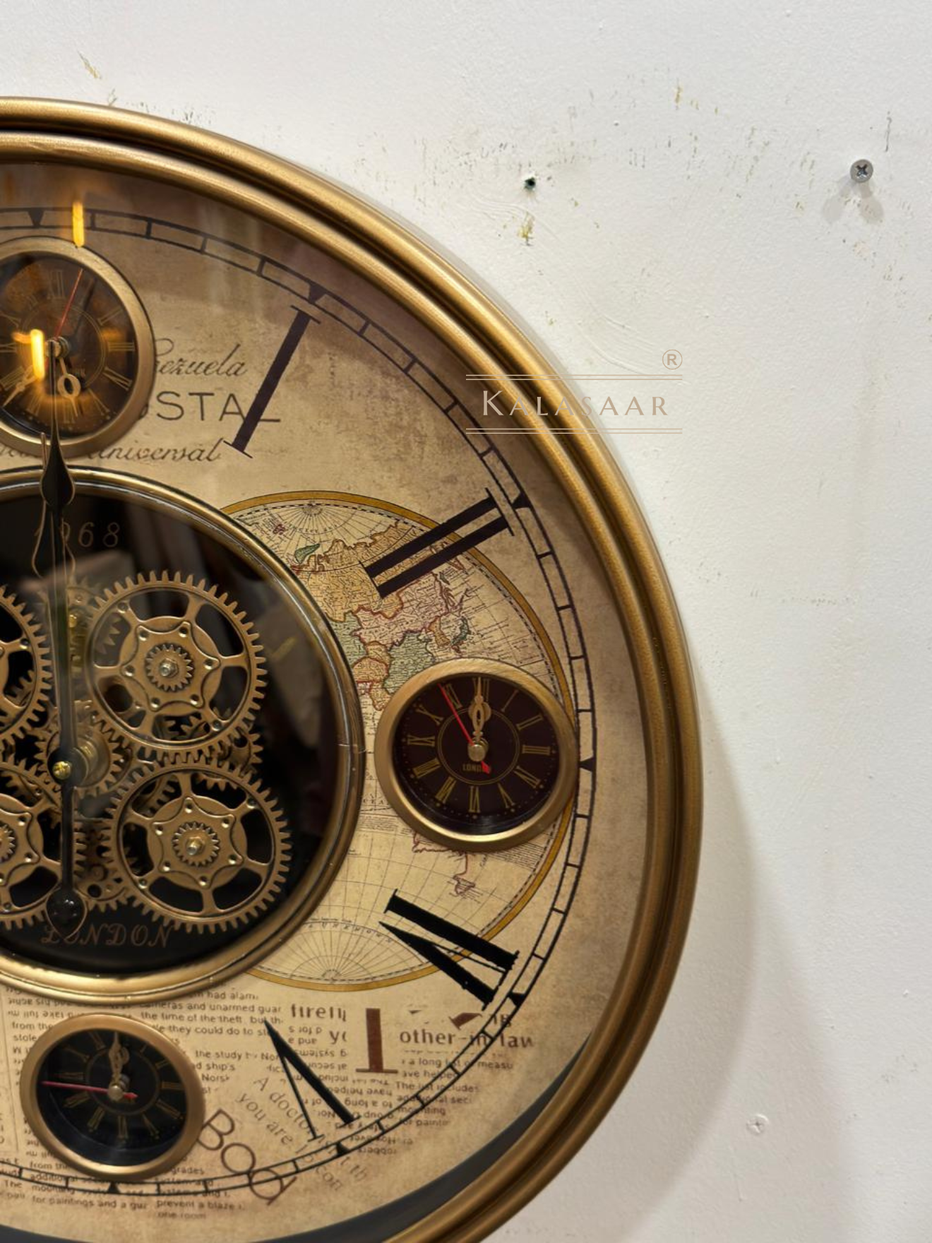 Premium Metal Gear Wall Clock with Working Sub-Dials