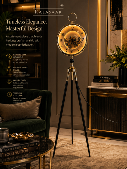 Modern Luxury Tripod Gear Clock with Remote Control