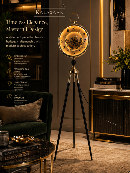Modern Luxury Tripod Gear Clock with Remote Control