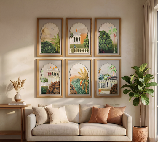 Heritage Indian Palace Jharokha Wall Art – 6-Piece