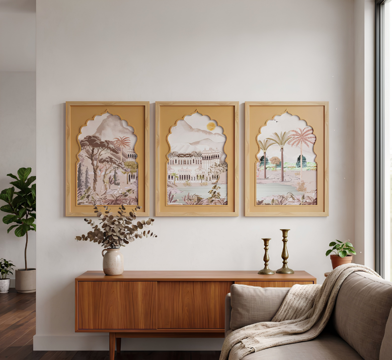 Vintage Heritage Indian Palace Wall Art – 3-Piece